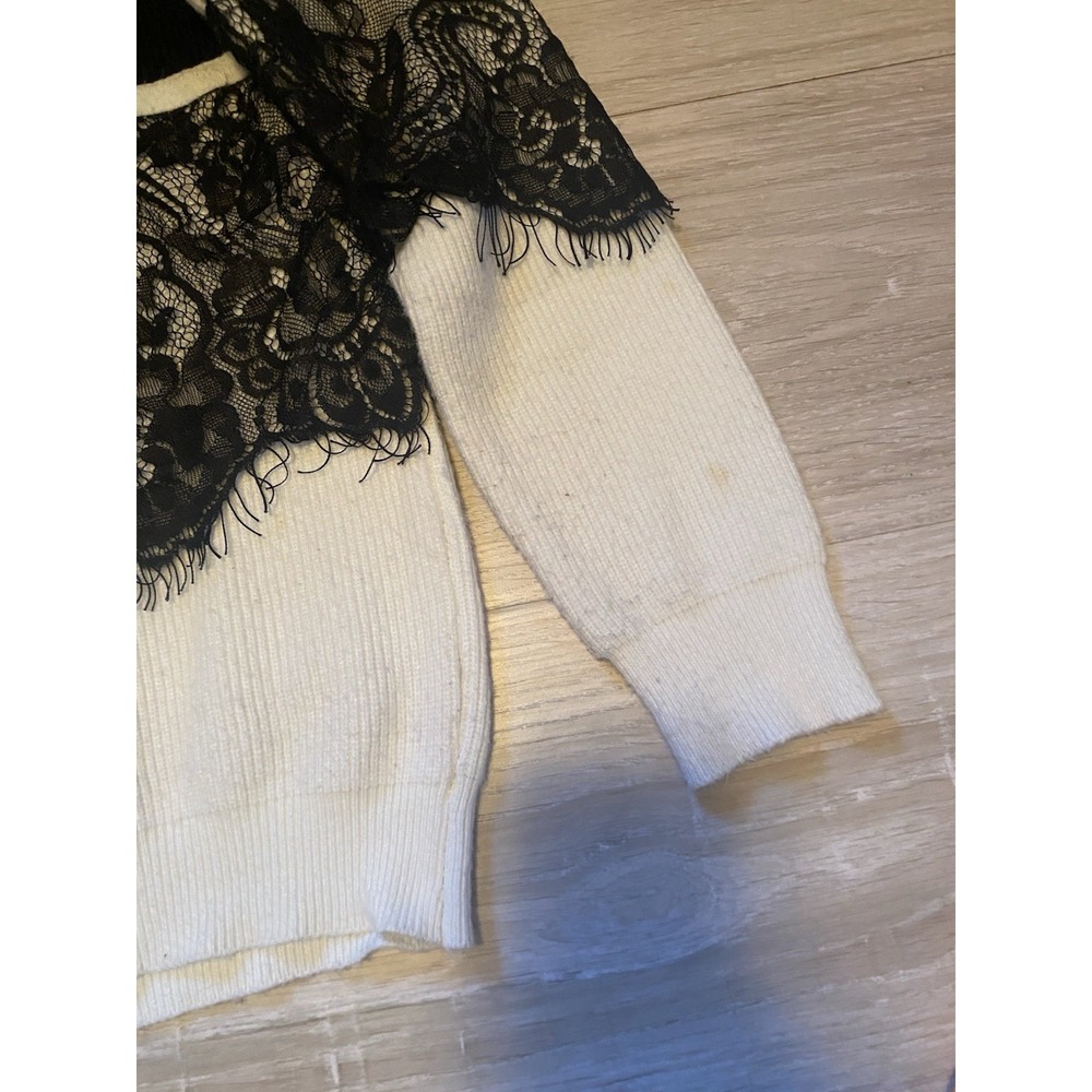 Dolce & Gabbana Black White Lace Panel Knit Sweater Women's Made In Italy - Picture 4 of 7